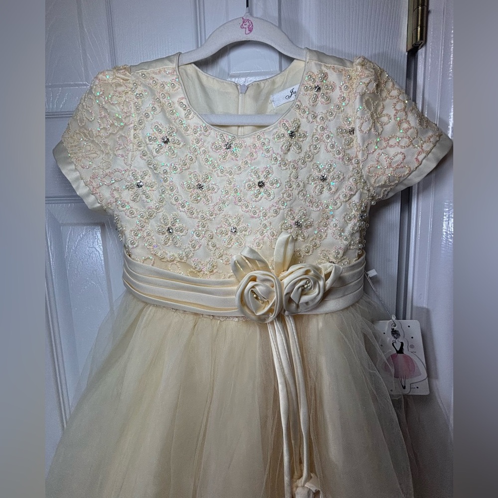 CLEARANCE W/Flaw YOUTH GIRLS SZ 10 NWT JULIETS FLOWER GIRL Champagne Dress